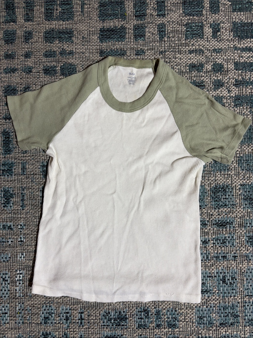 Classic Raglan Short-Sleeve Shirt - White with Olive Sleeves